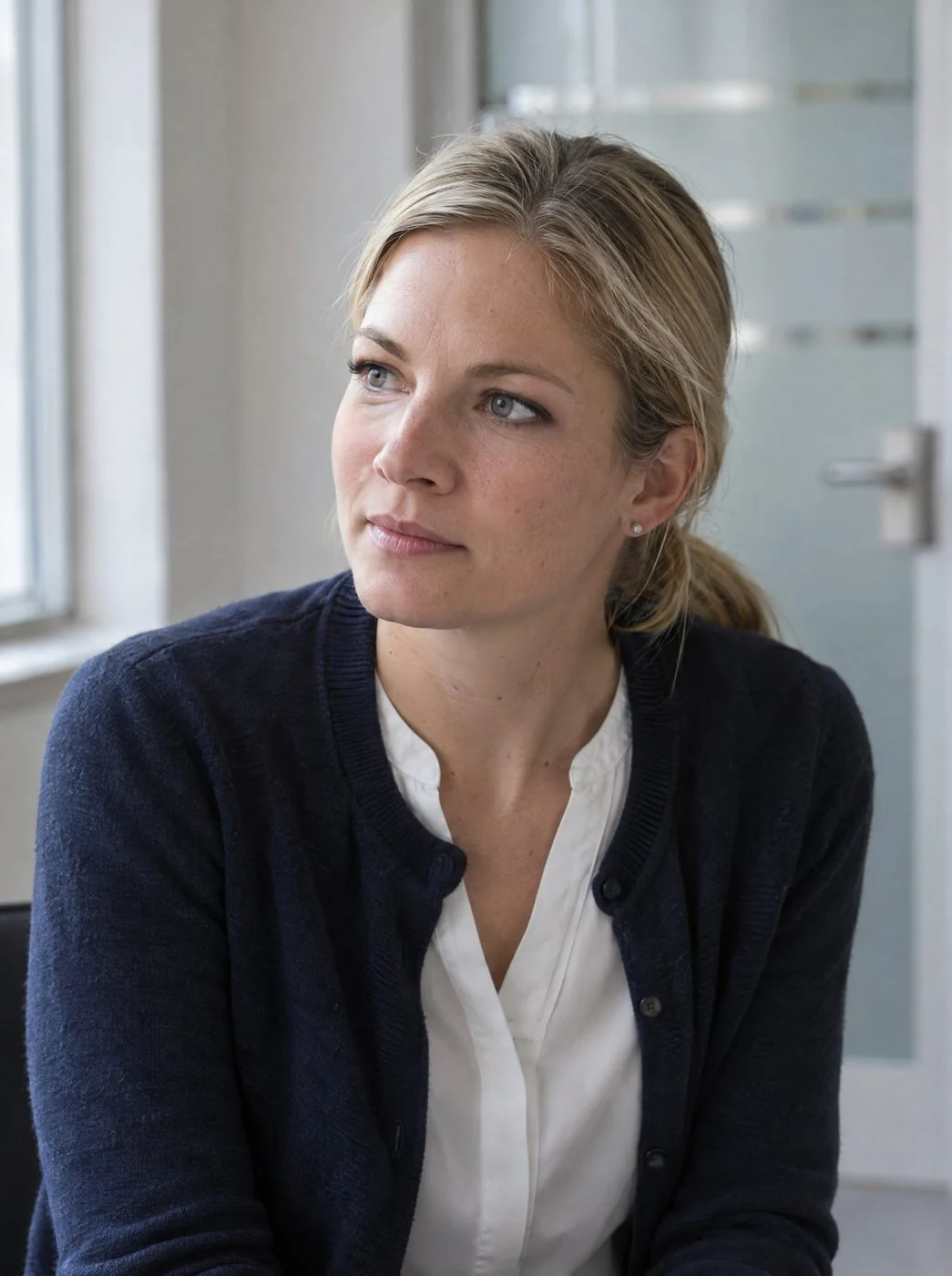A tax adviser in her office in Munich